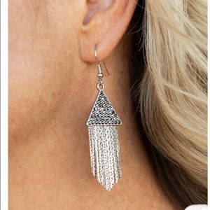 Paparazzi Pyramid Sheen Silver Dangle Earrings